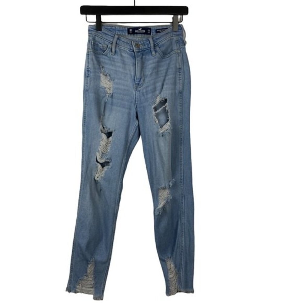 Hollister Womens Jeans W24 L27 Ripped High Rise Sim Straight Vintage Stretch